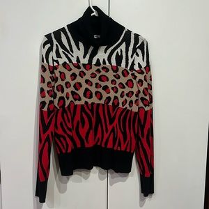 Multiprint cowlneck sweater